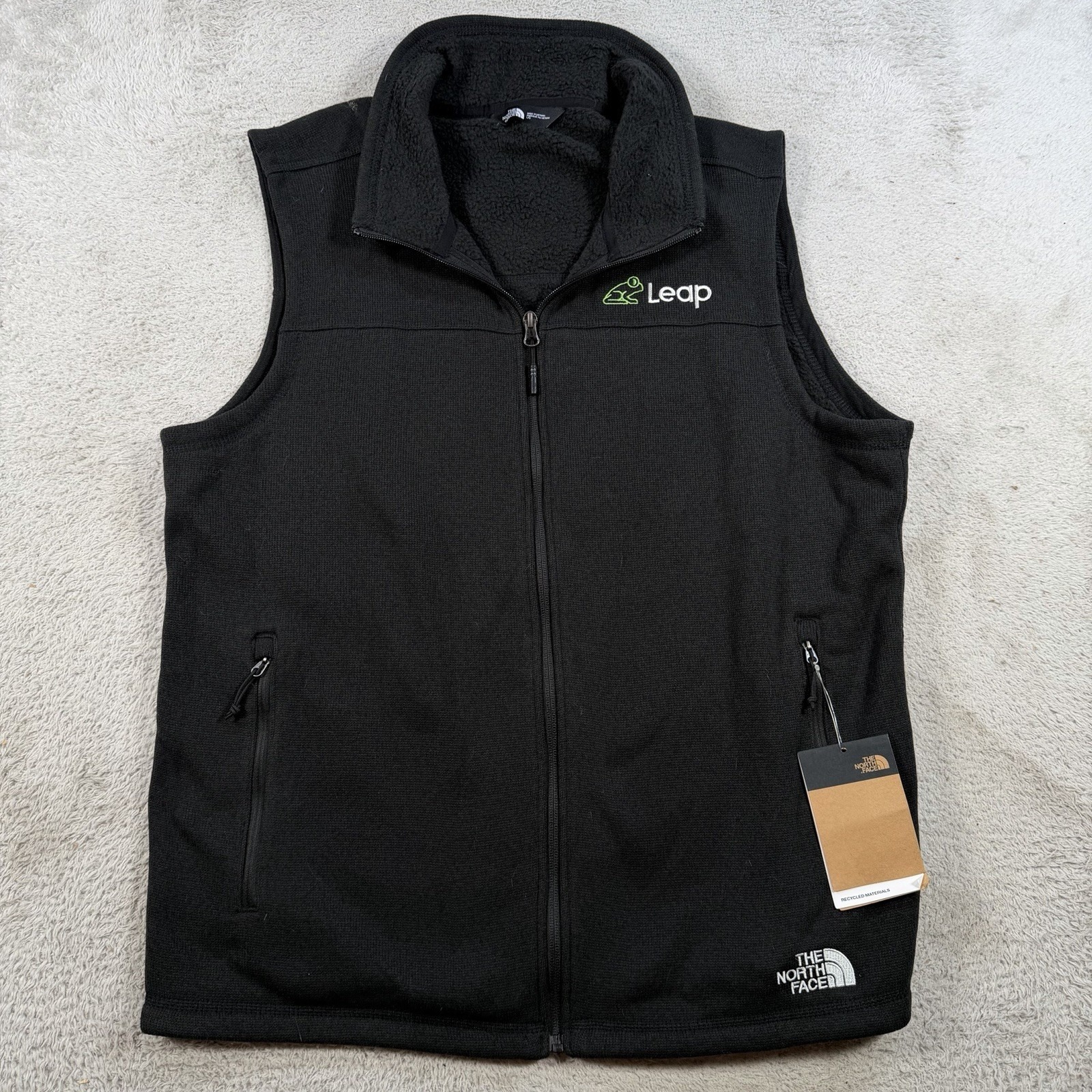 The North Face Vest Mens Large Black Sweater Fleece Full Zip Pocket Outdoor